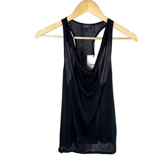 Theory Cowl Racerback Washable  Silk Tank Top Black Size Medium Minimalist - Picture 1 of 11